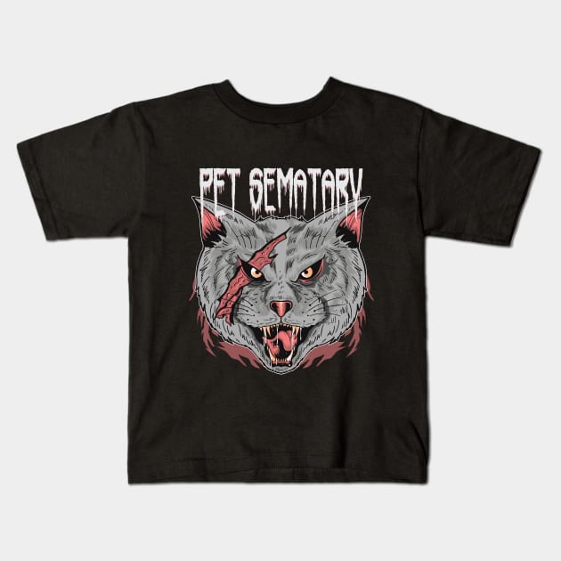 Evil Cat Pet Sematary Kids T-Shirt by BlackRavenOath